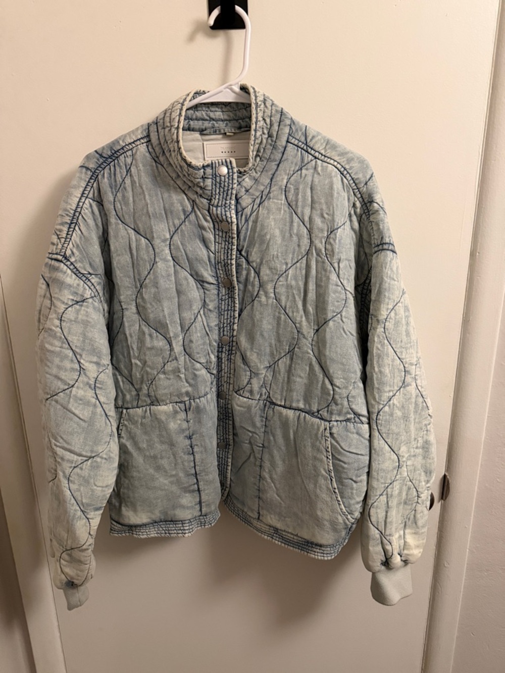 Blank NYC Light Blue Quilted Shirt Jacket